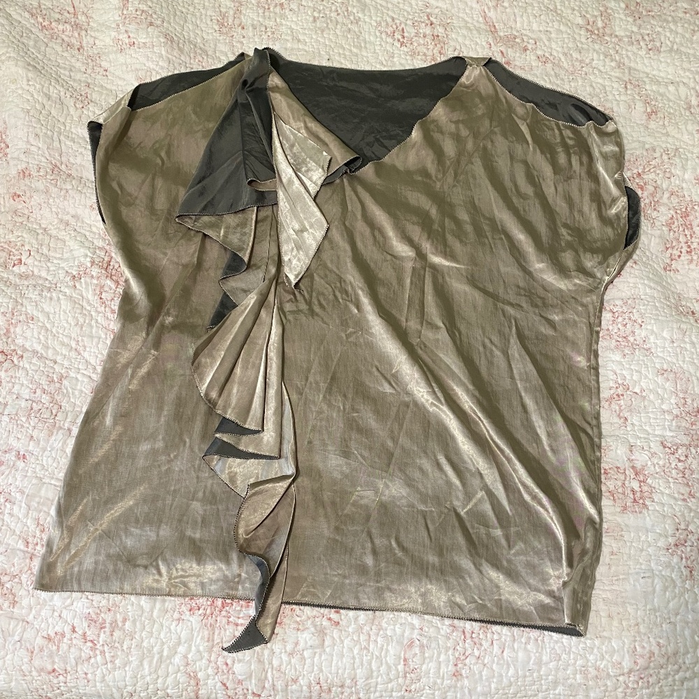 Jones of New York, Cold Shoulder Bronze Taupe Top Plus Size